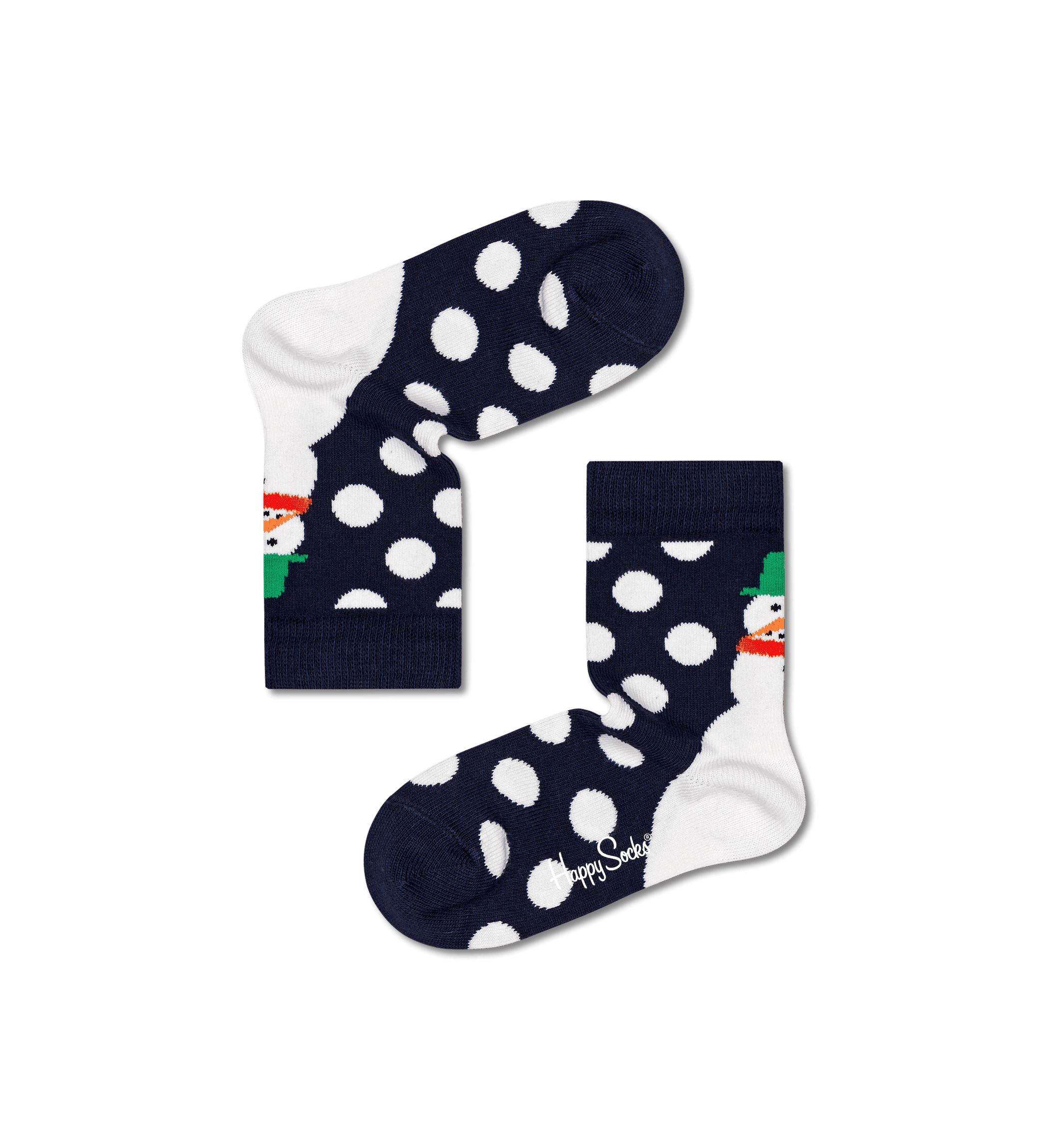 Detské modré ponožky Happy Socks so snehuliakom, vzor Jumbo Snowman