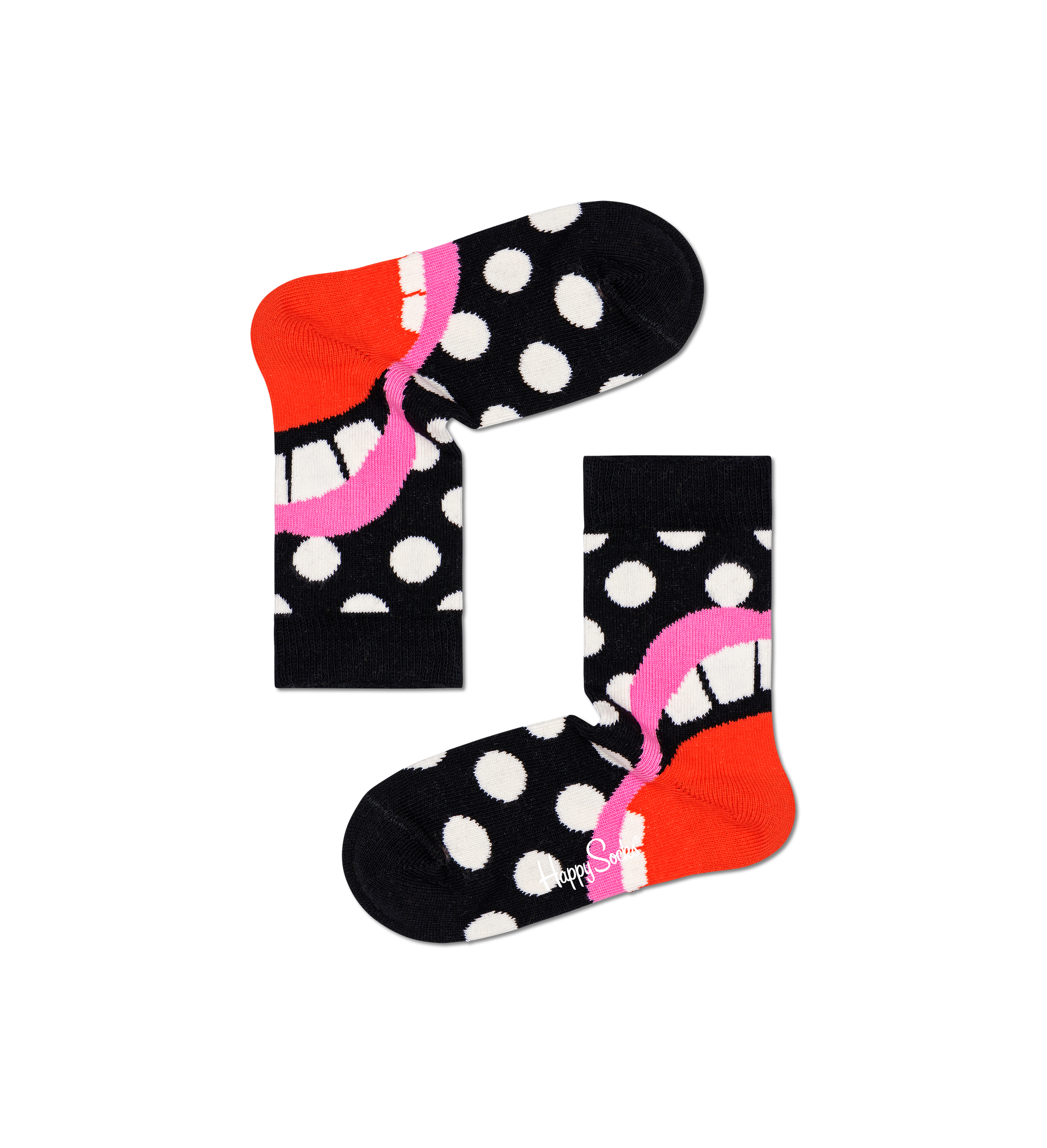 Detské čierne ponožky Happy Socks s bodkami, vzor Laugh
