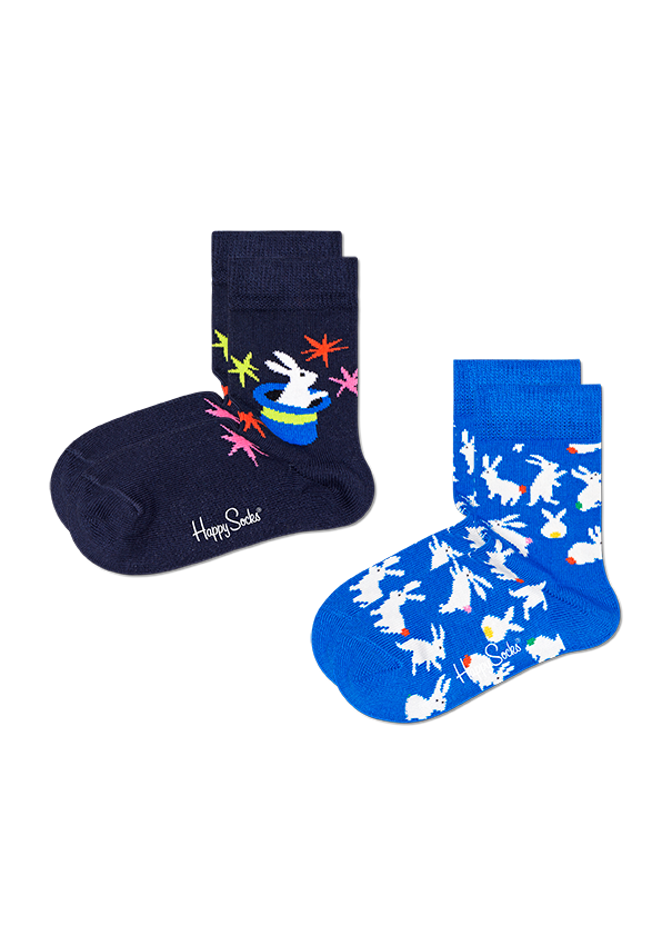 Detské ponožky Happy Socks s králičkami, vzor Magic - 2 páry