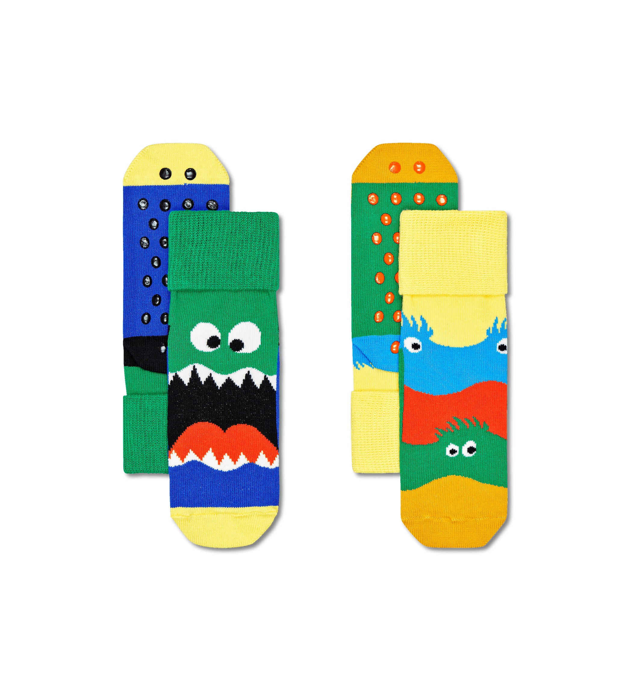 Detské protišmykové ponožky Happy Socks s príšerkami, vzor Monsters - 2 páry