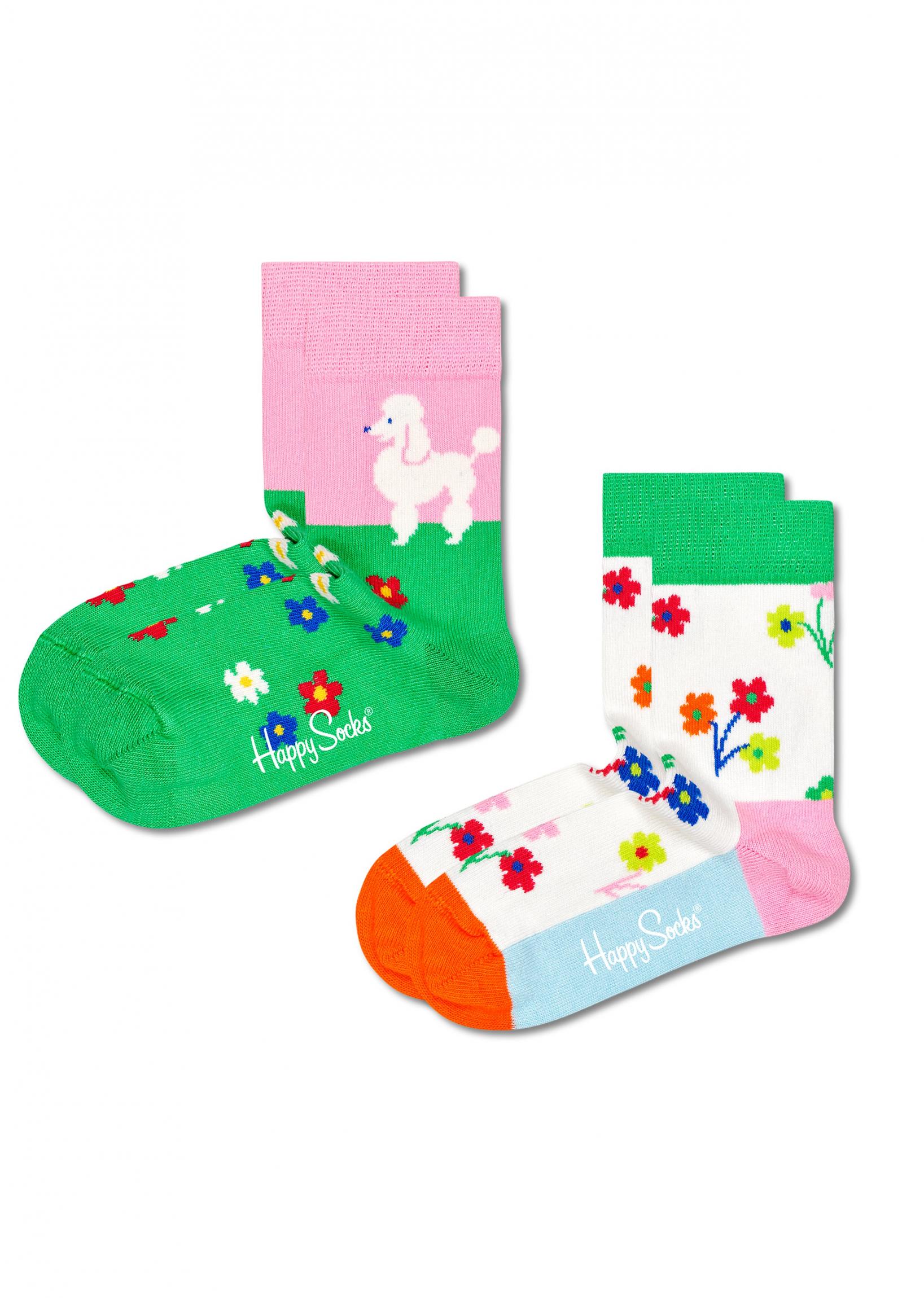 Detské ponožky Happy Socks, vzor Poodle & Flowers - 2 páry