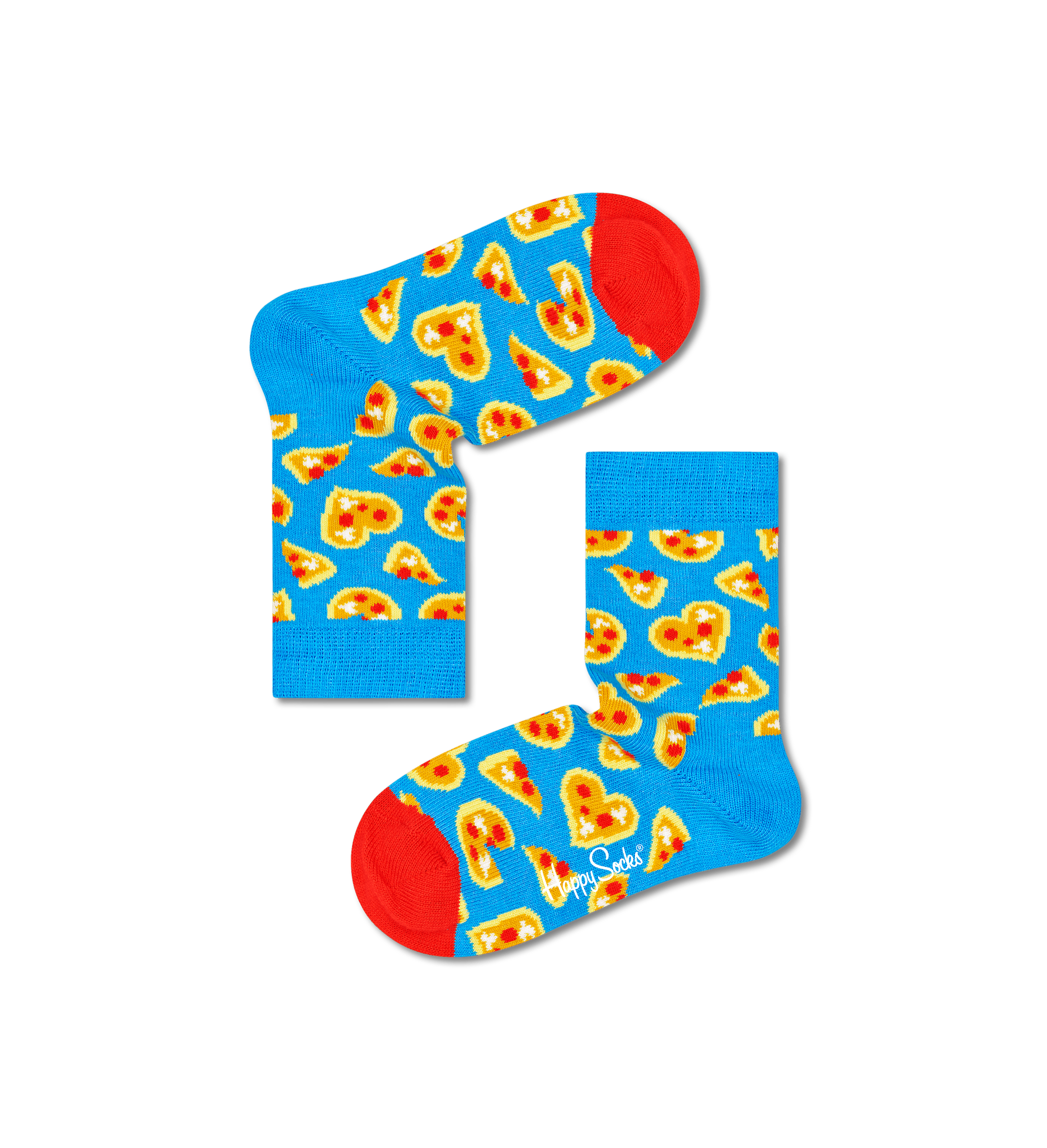 Detské modré ponožky Happy Socks, vzor Pizza Love