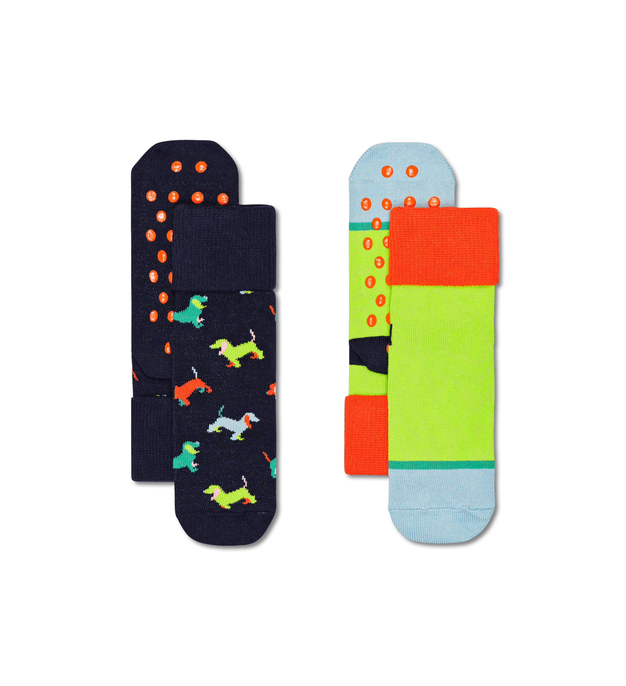 Detské protišmykové ponožky Happy Socks, vzor Puppy Love - 2 páry