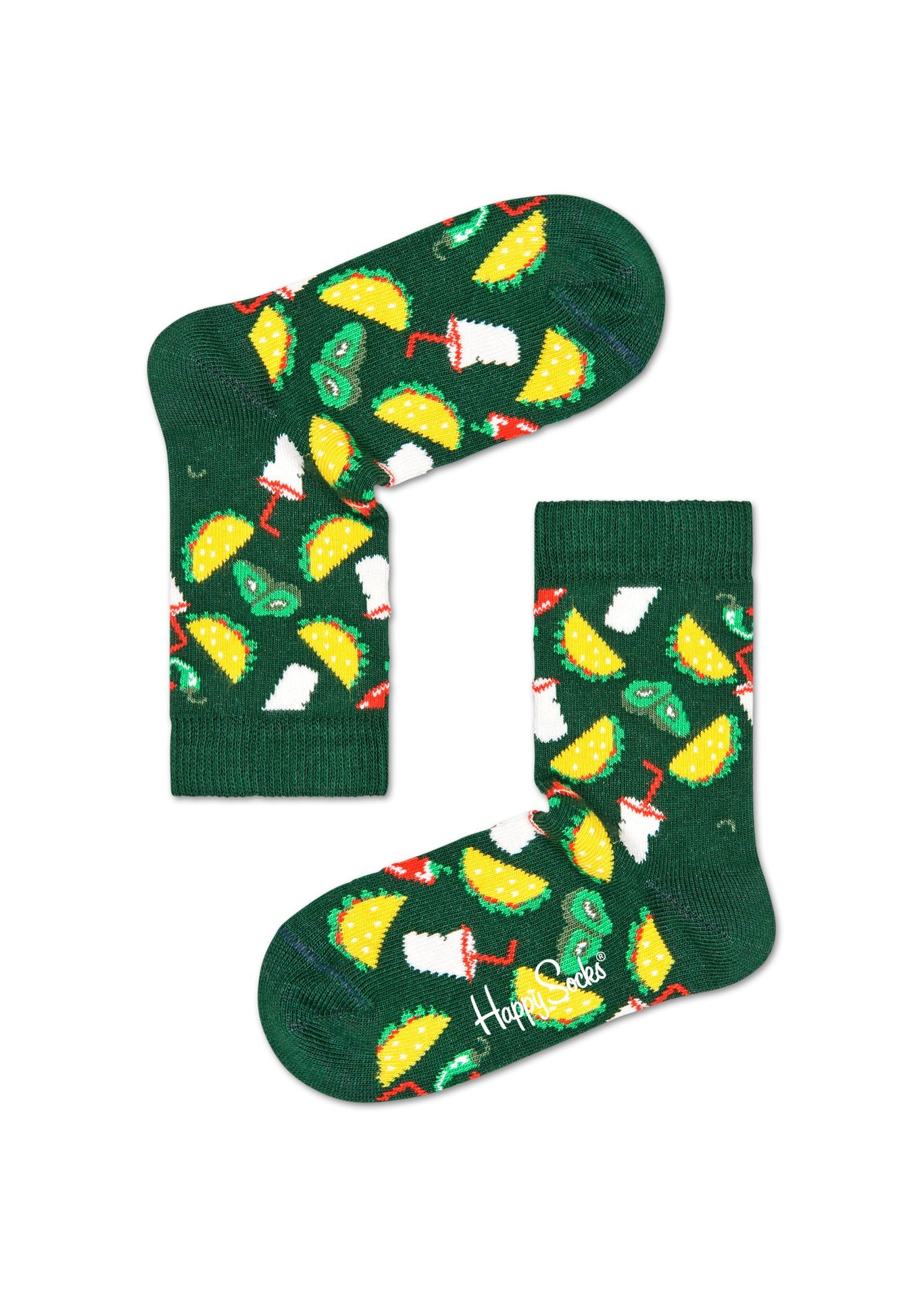 Detské zelené ponožky Happy Socks, vzor Taco