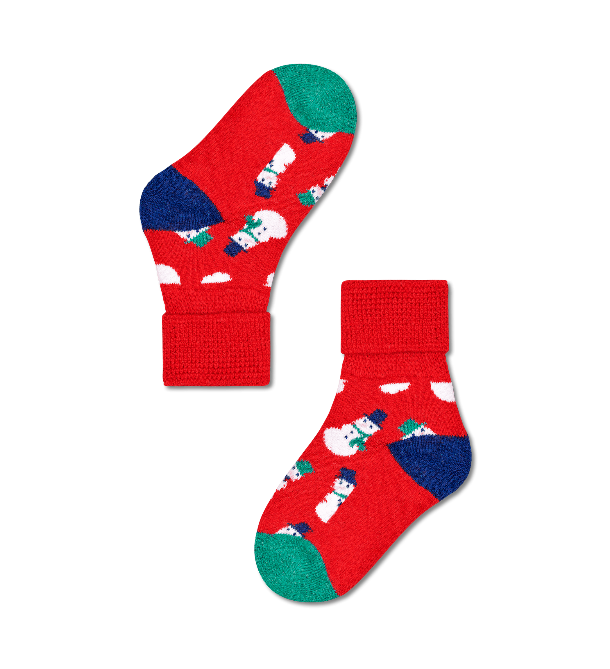 Detské červené ponožky Happy Socks so snehuliakmi, vzor Snowman