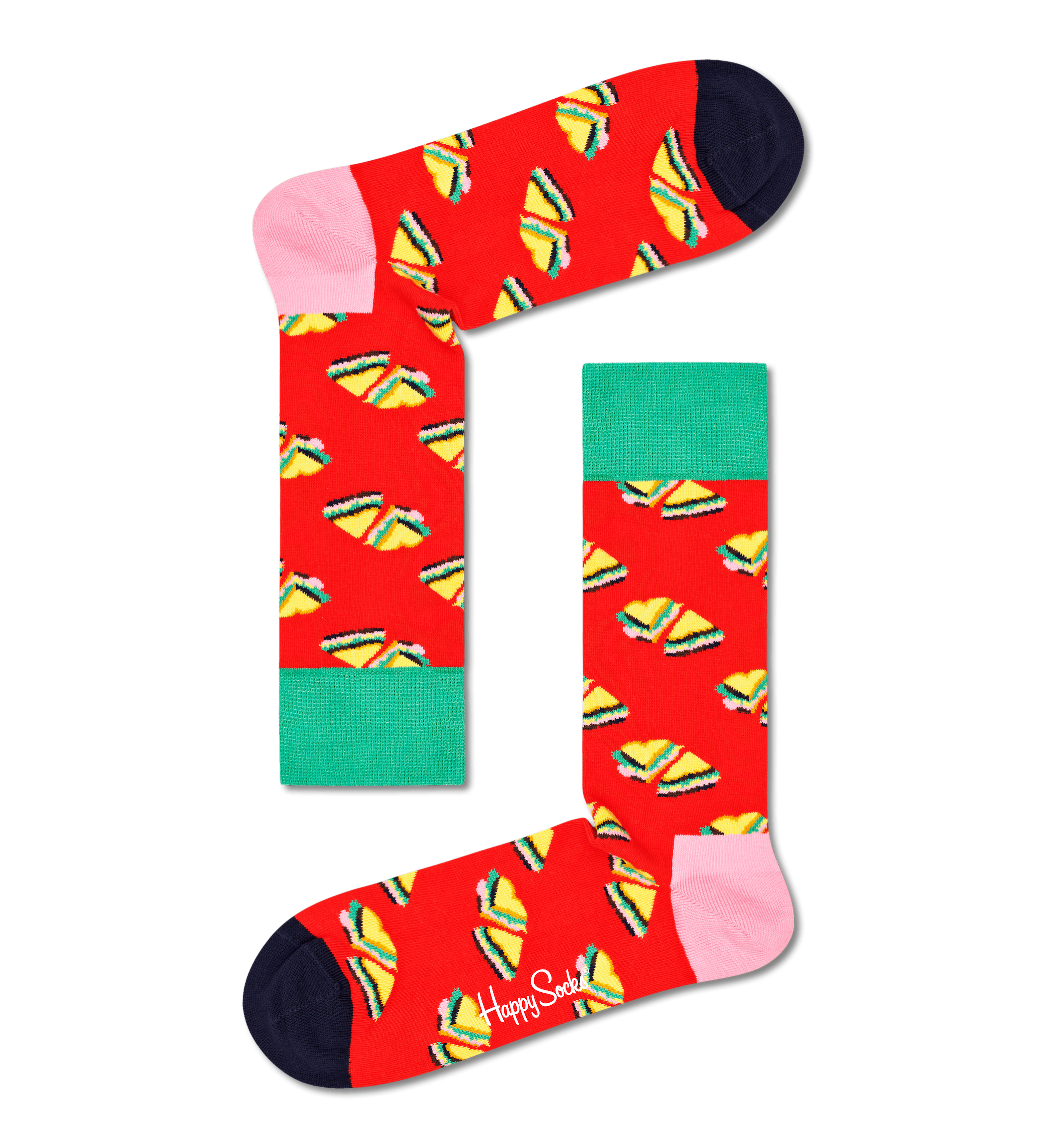 Červené ponožky Happy Socks, vzor Love Sandwich