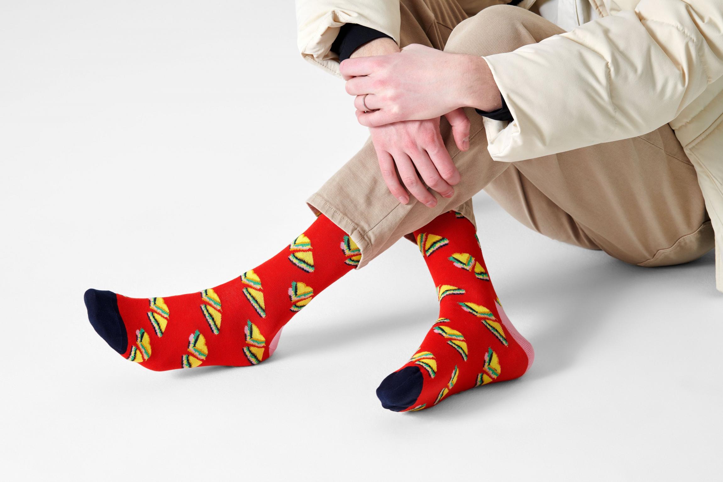 Červené ponožky Happy Socks, vzor Love Sandwich