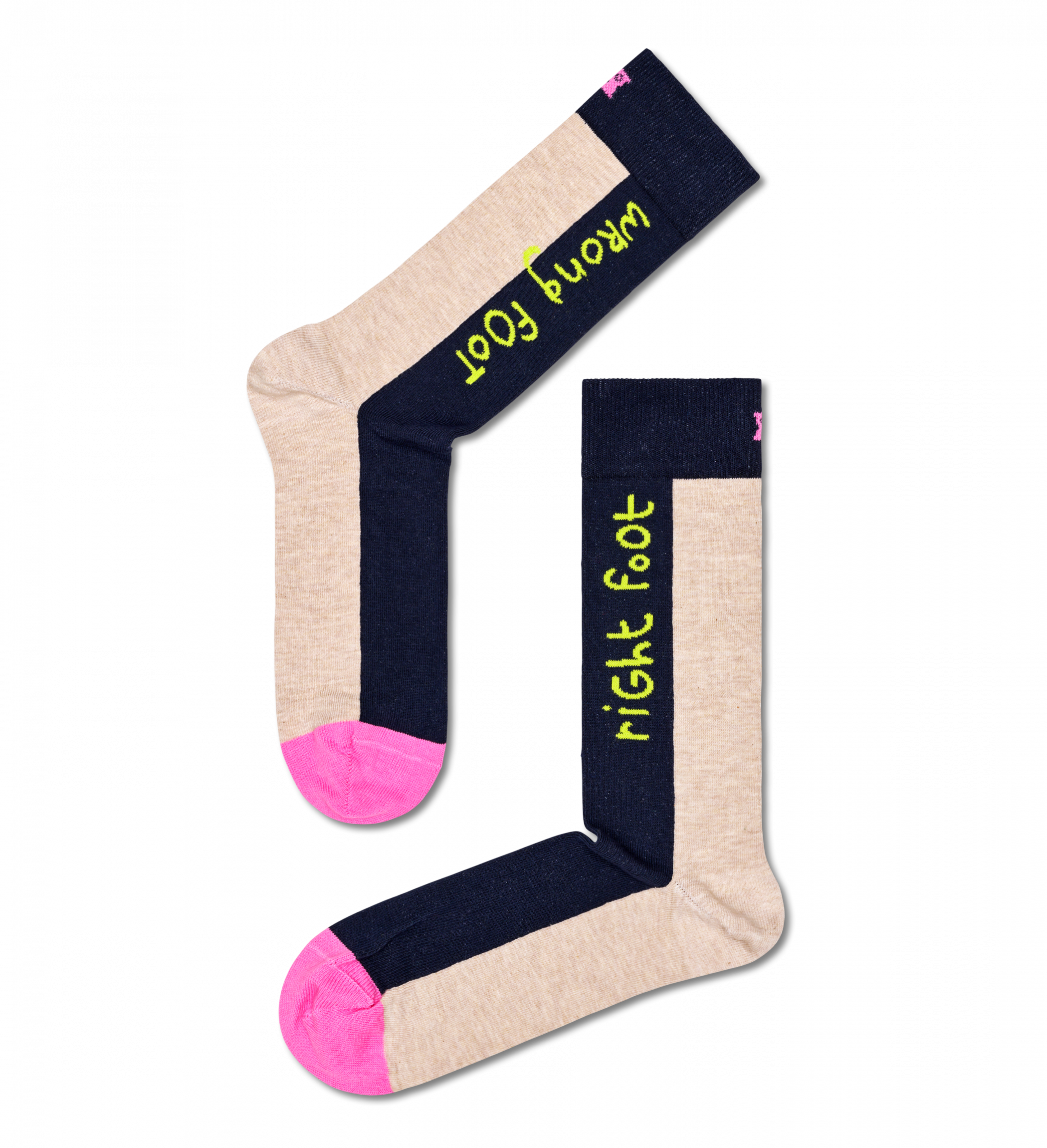 Béžovo-modré ponožky Happy Socks, vzor Right Wrong