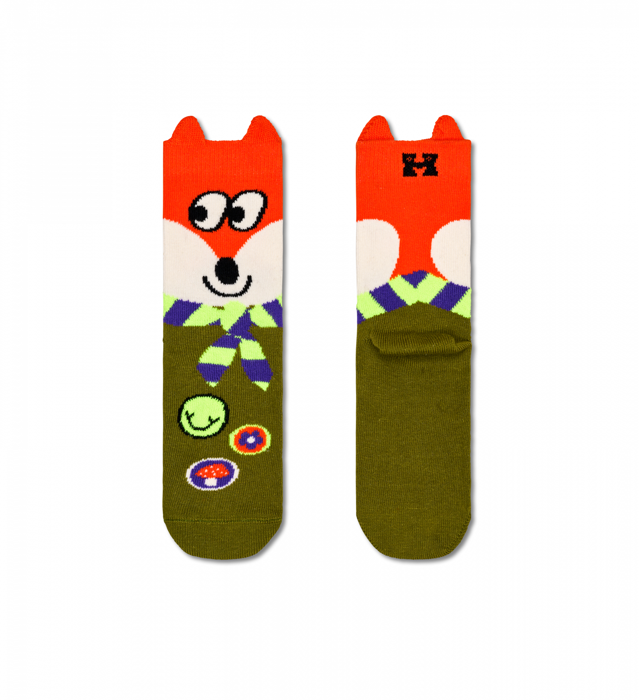 Detské farebné ponožky Happy Socks s líškou, vzor Fox Scout