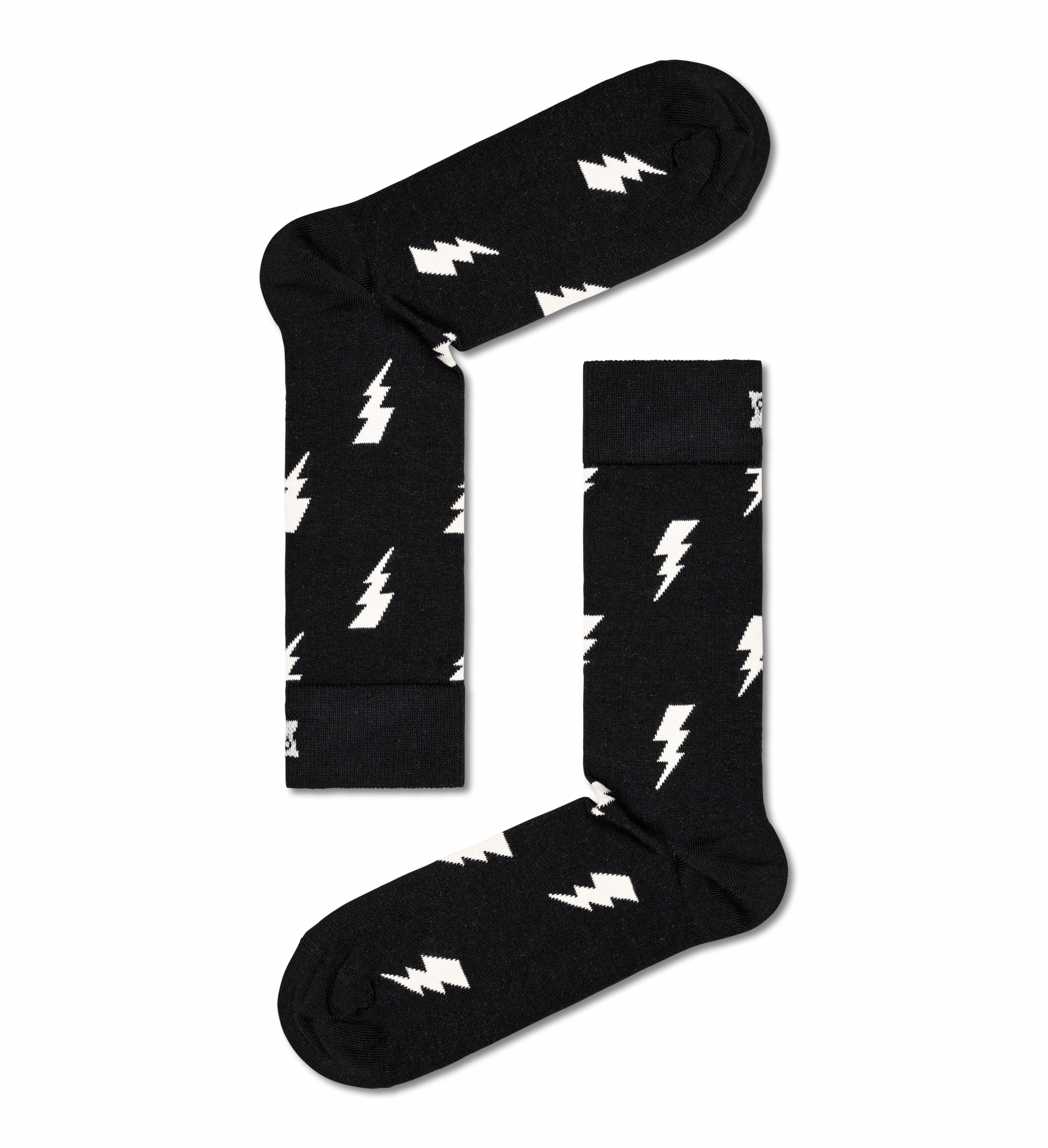 Čierne ponožky Happy Socks s bleskami, vzor Flash