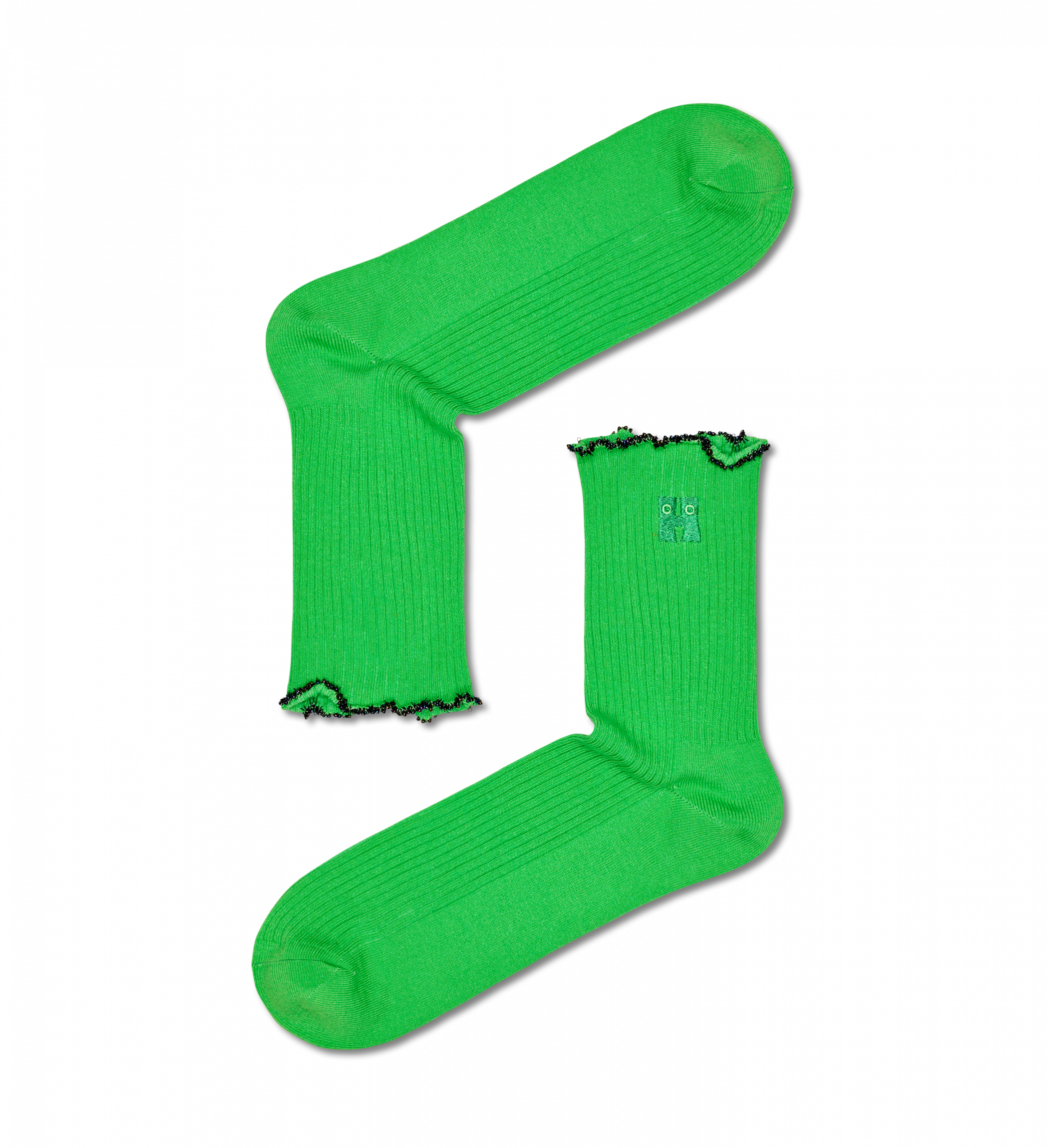 Zelené ponožky s korálkami Happy Socks Beads