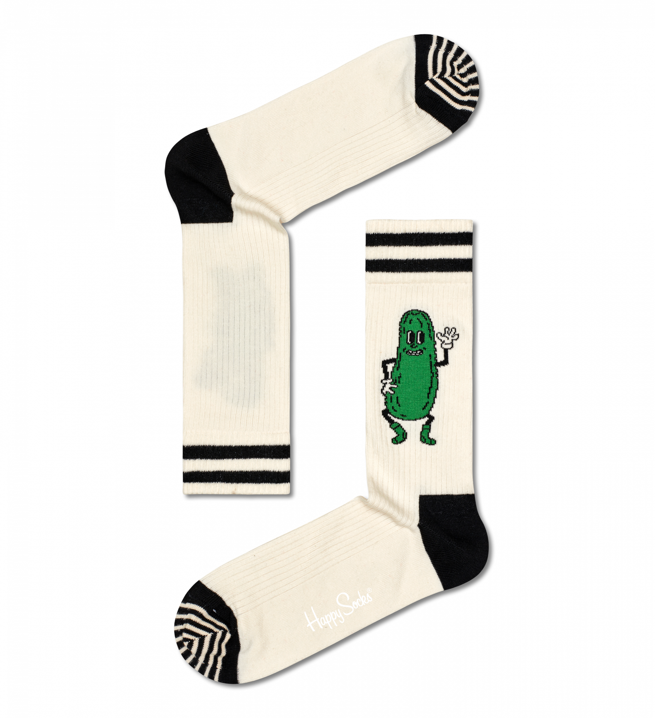 Biele ponožky Happy Socks s uhorkou, vzor Pickles