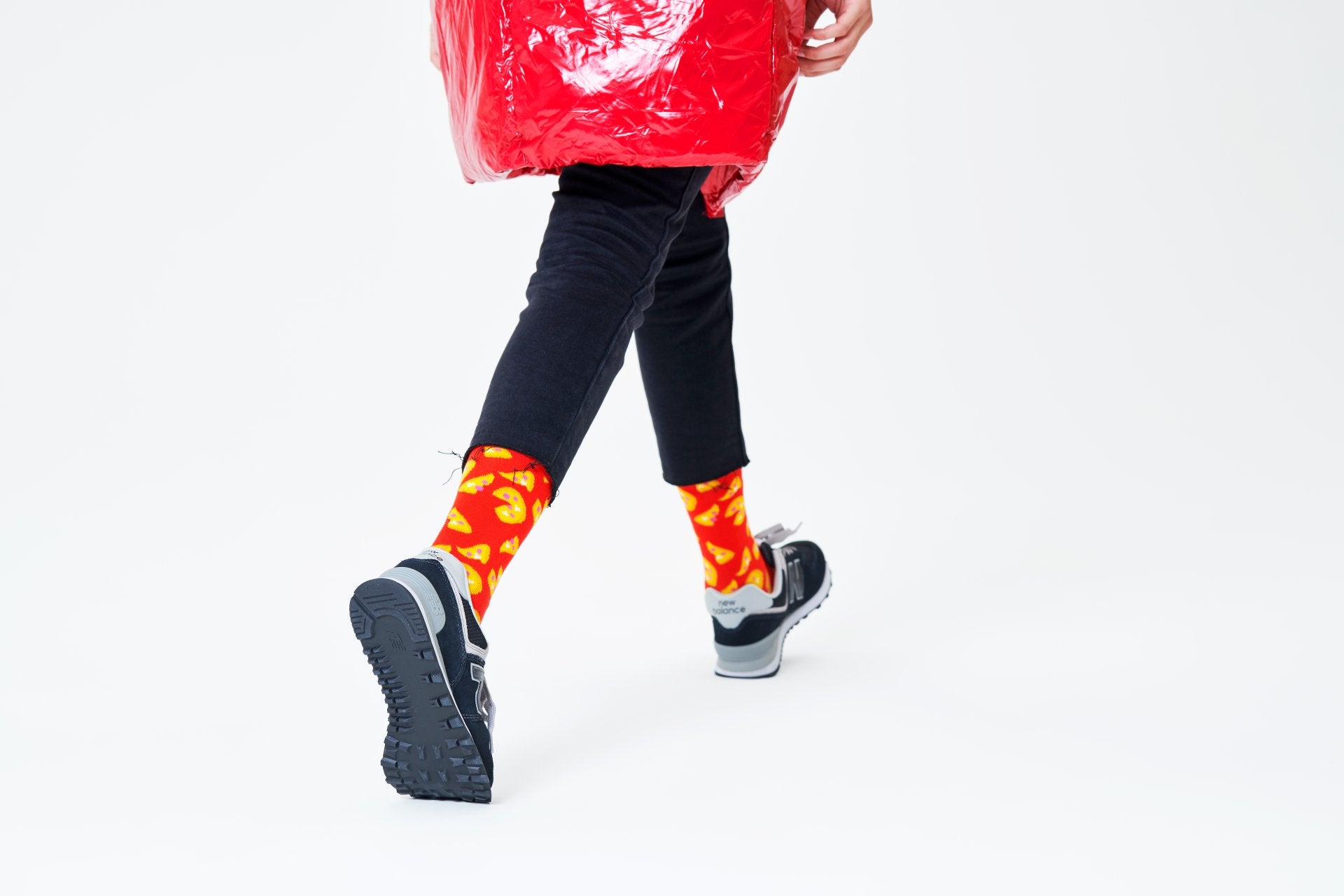 Červené ponožky Happy Socks, vzor Pizza