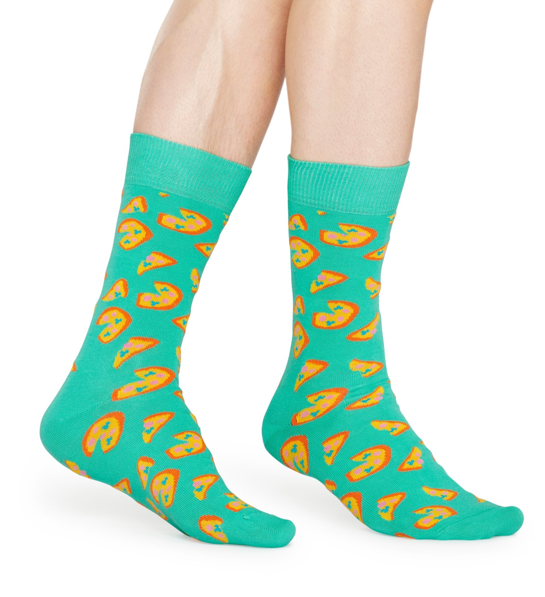 Tyrkysové ponožky Happy Socks s pizzami, vzor Pizza