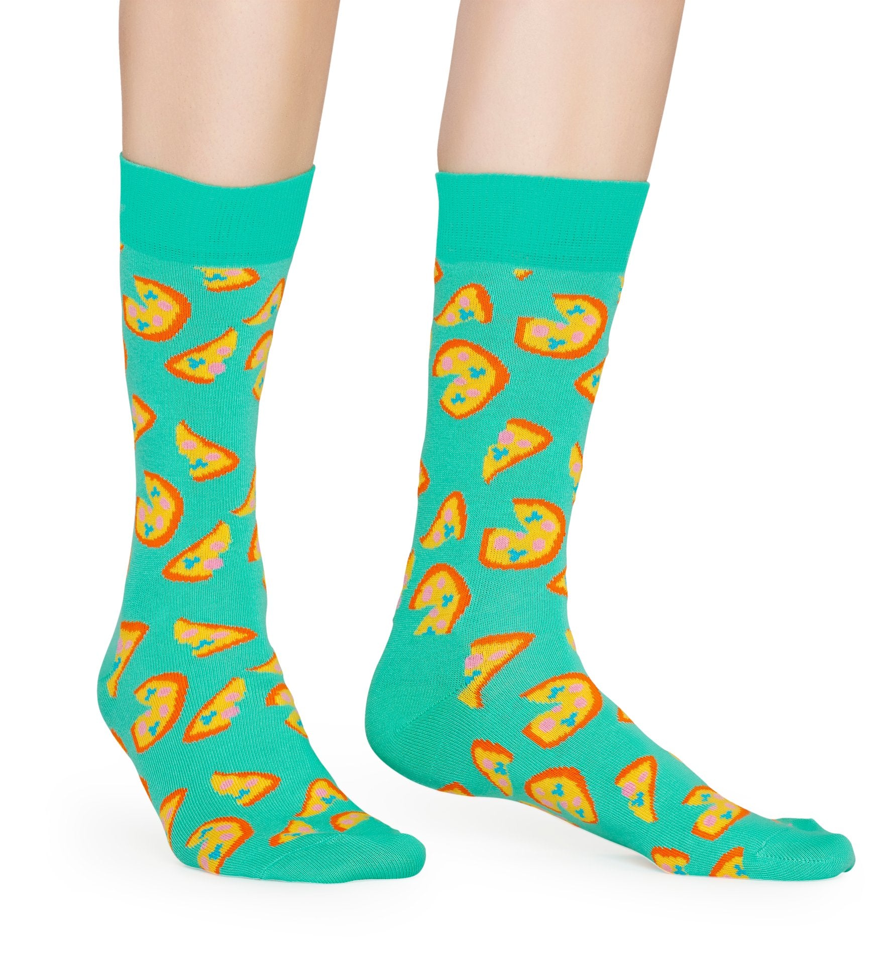 Tyrkysové ponožky Happy Socks s pizzami, vzor Pizza