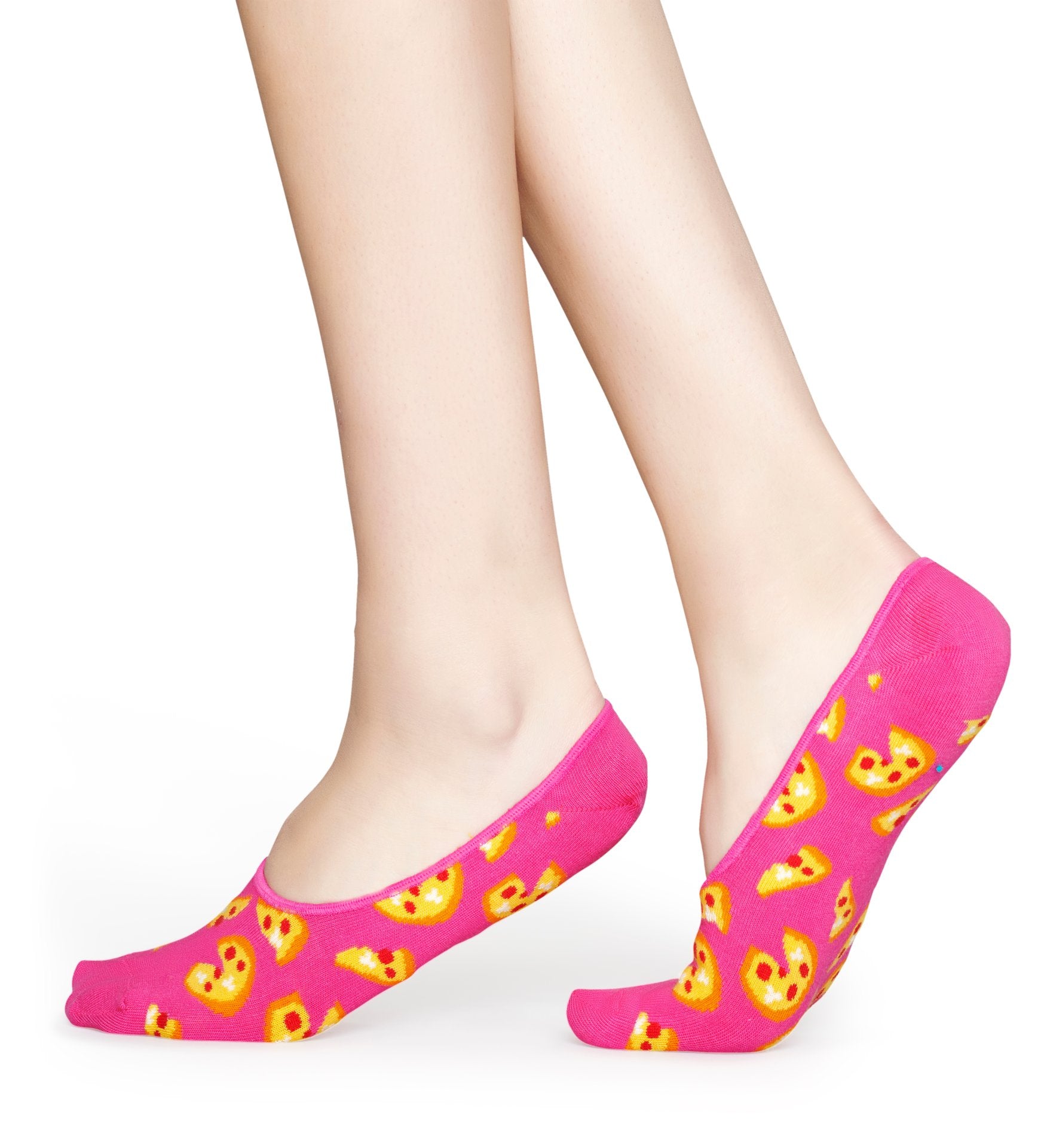 Ružové nízke ponožky Happy Socks s pizzami, vzor Pizza