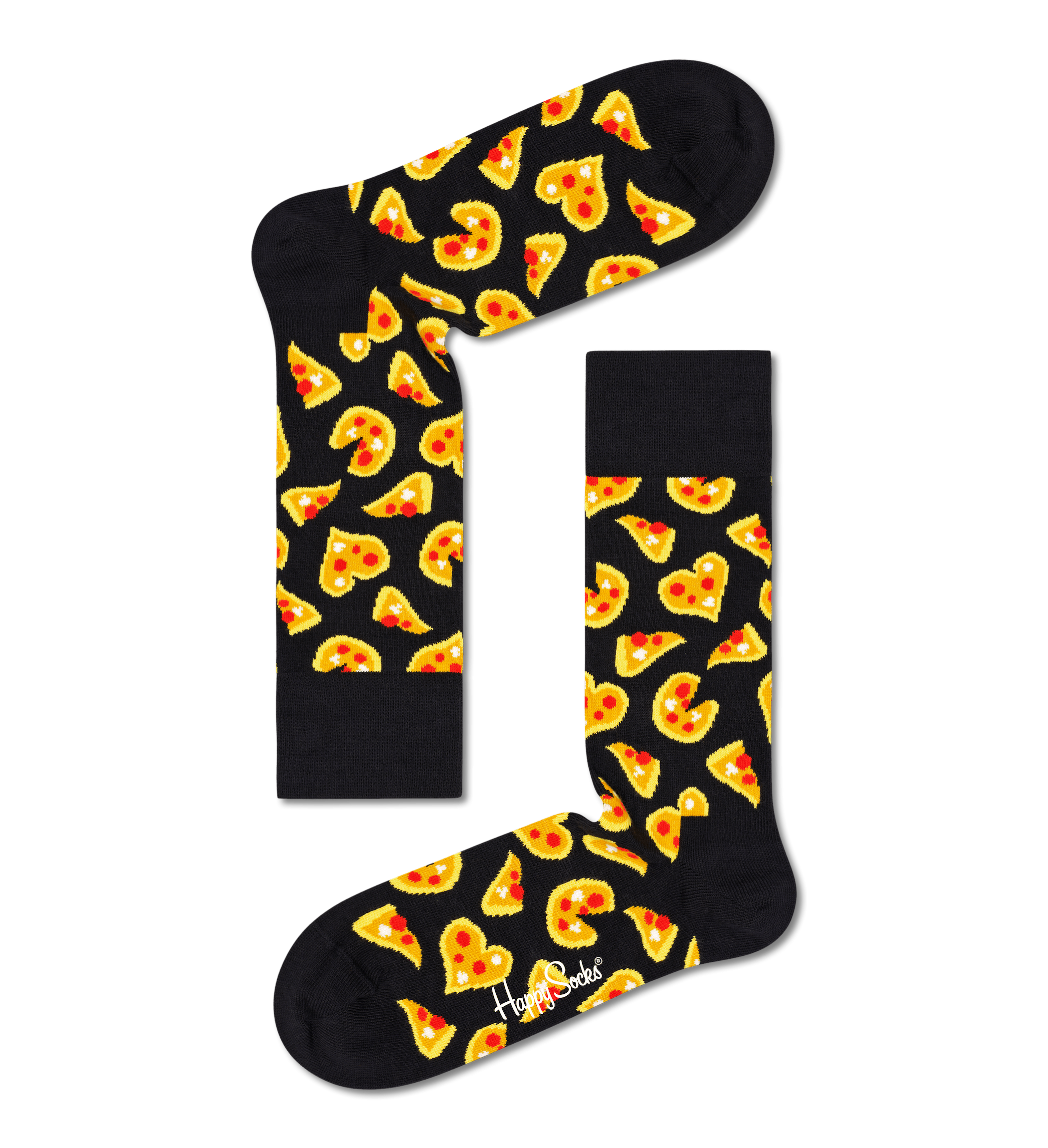 Čierne ponožky Happy Socks, vzor Pizza Love