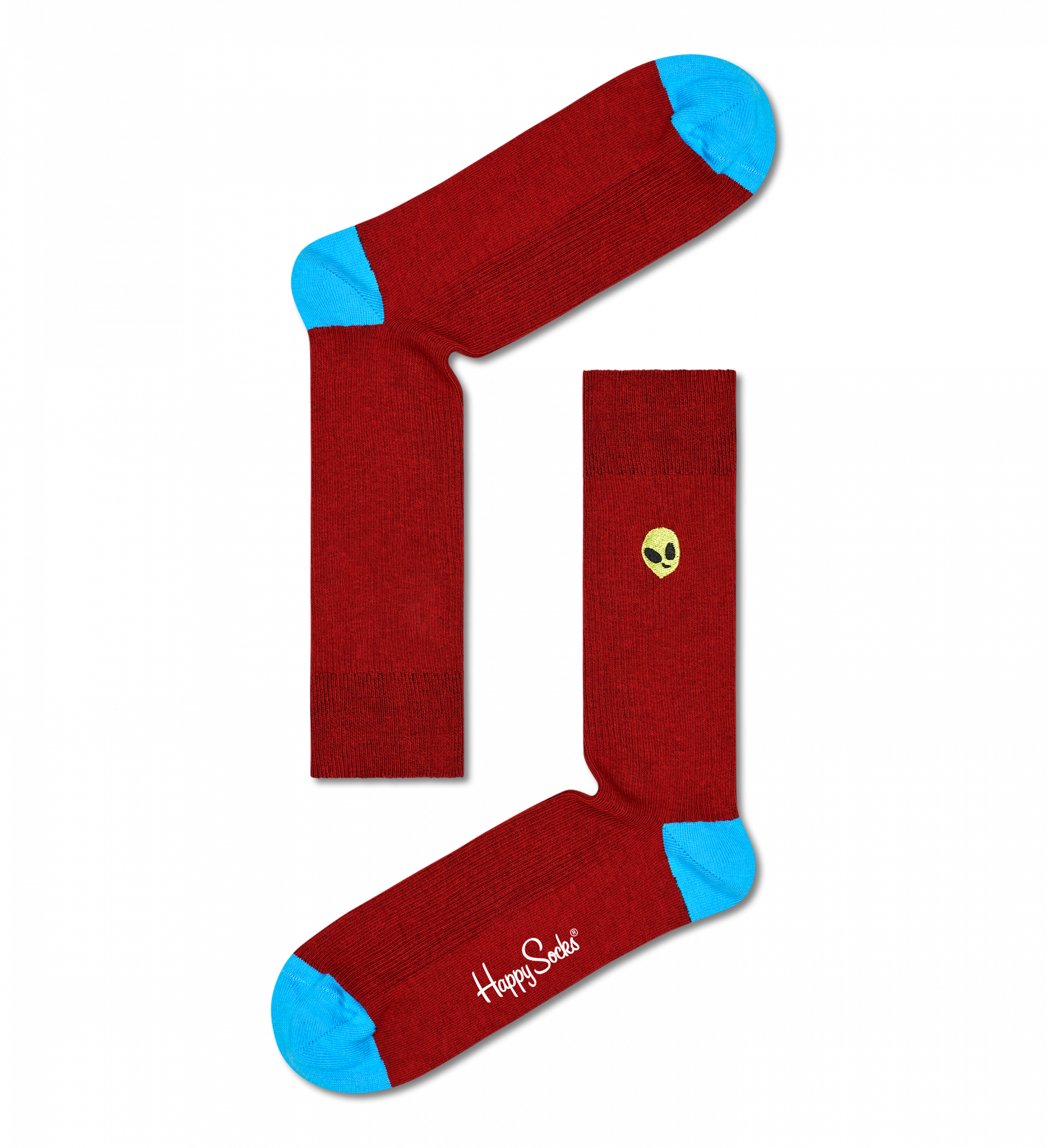 Vínové ponožky Happy Socks s vyšitým mimozemšťanom, vzor Alien