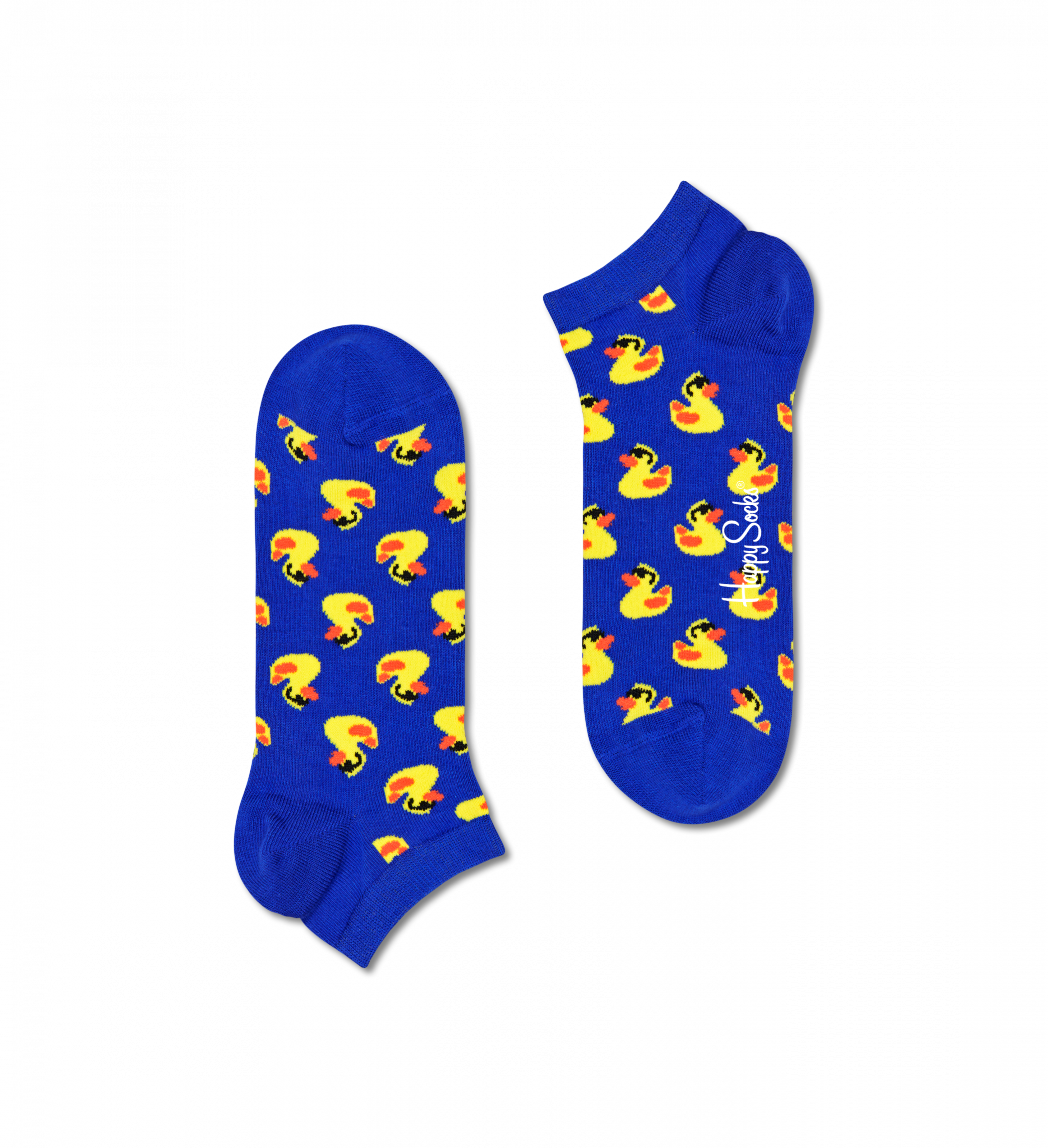 Modré nízke ponožky Happy Socks s kačičkami, vzor Rubber Duck