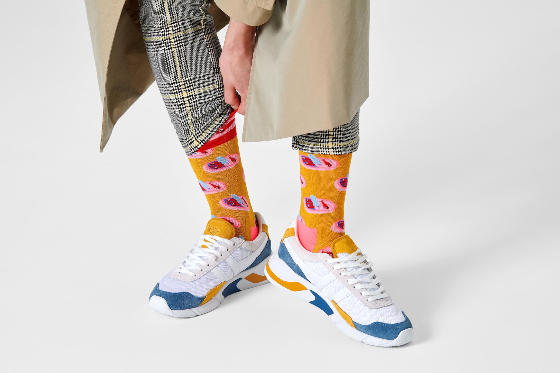 Žlté ponožky Happy Socks so sardinkami, vzor Sardines In A Tin