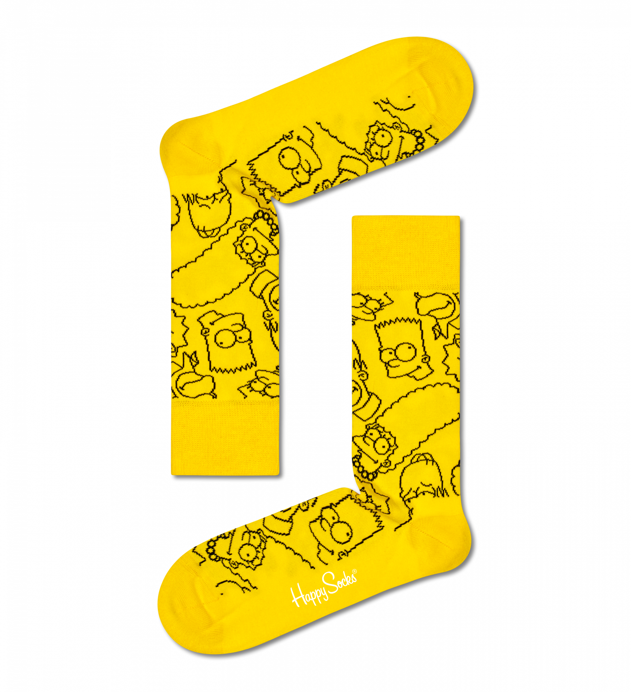 Žlté ponožky Happy Socks x The Simpsons, vzor The Simpsons Family