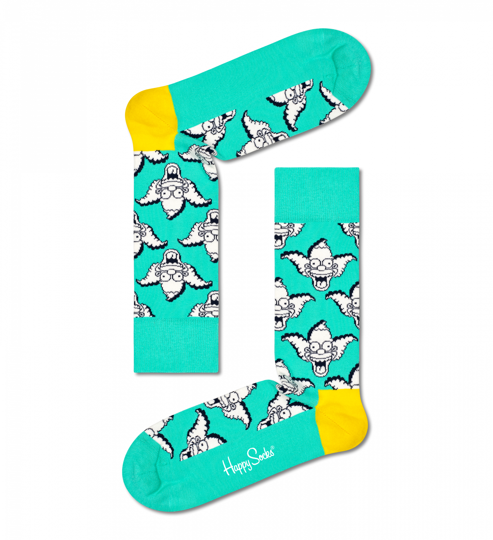 Tyrkysové ponožky Happy Socks x The Simpsons, vzor Krusty The Clown