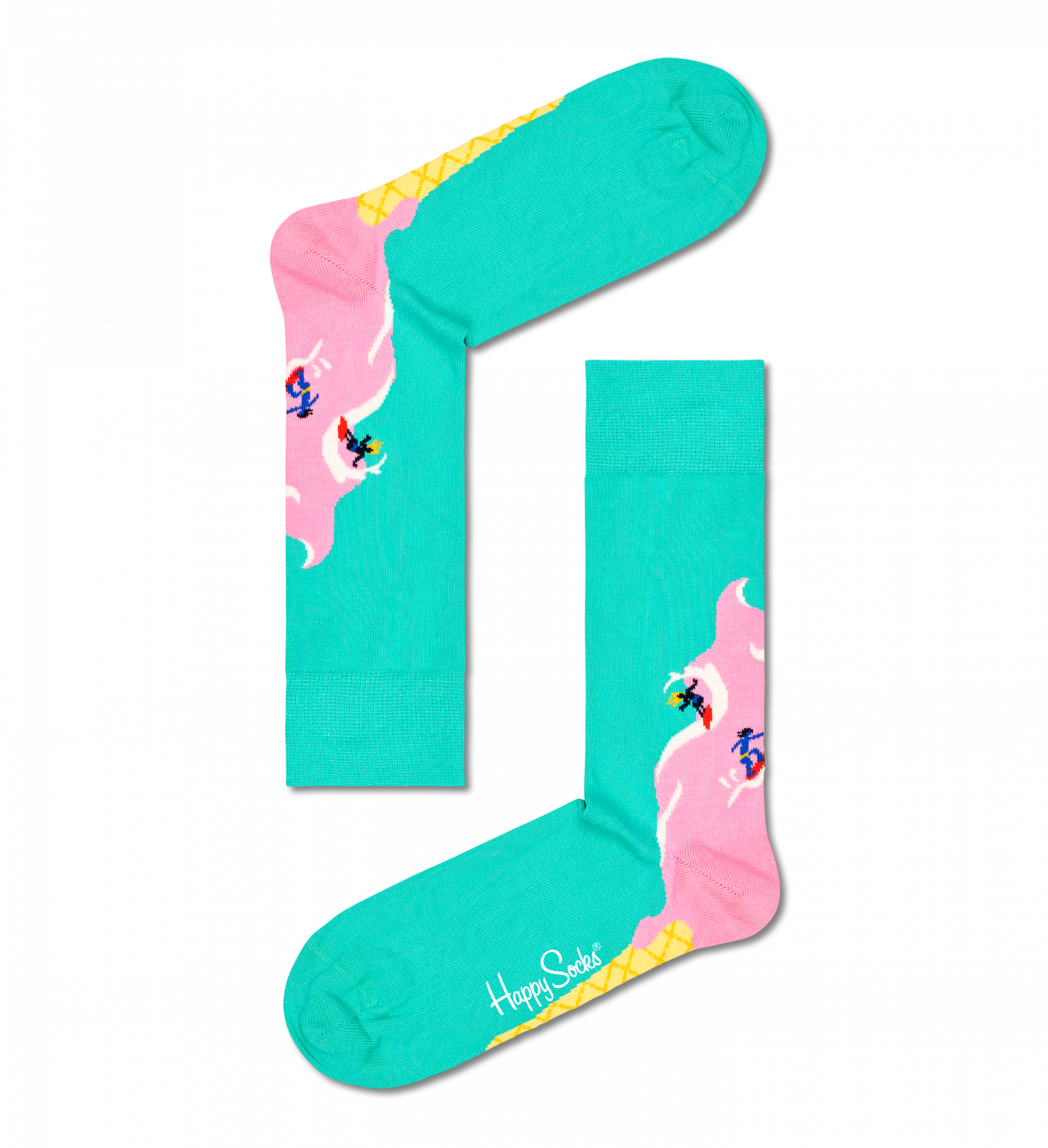 Tyrkysové ponožky Happy Socks so surfermi, vzor Surfs Up