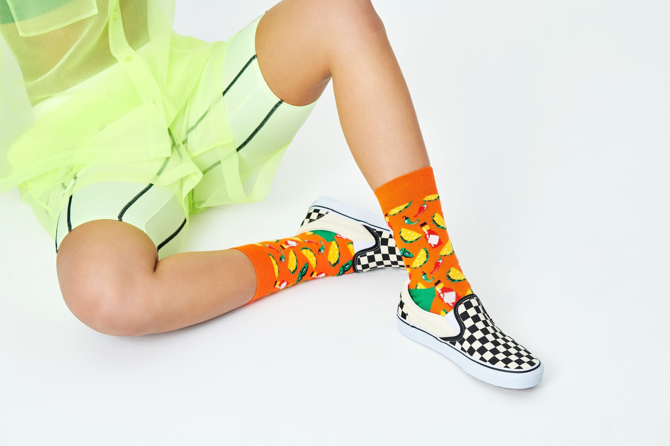Oranžové ponožky Happy Socks, vzor Taco