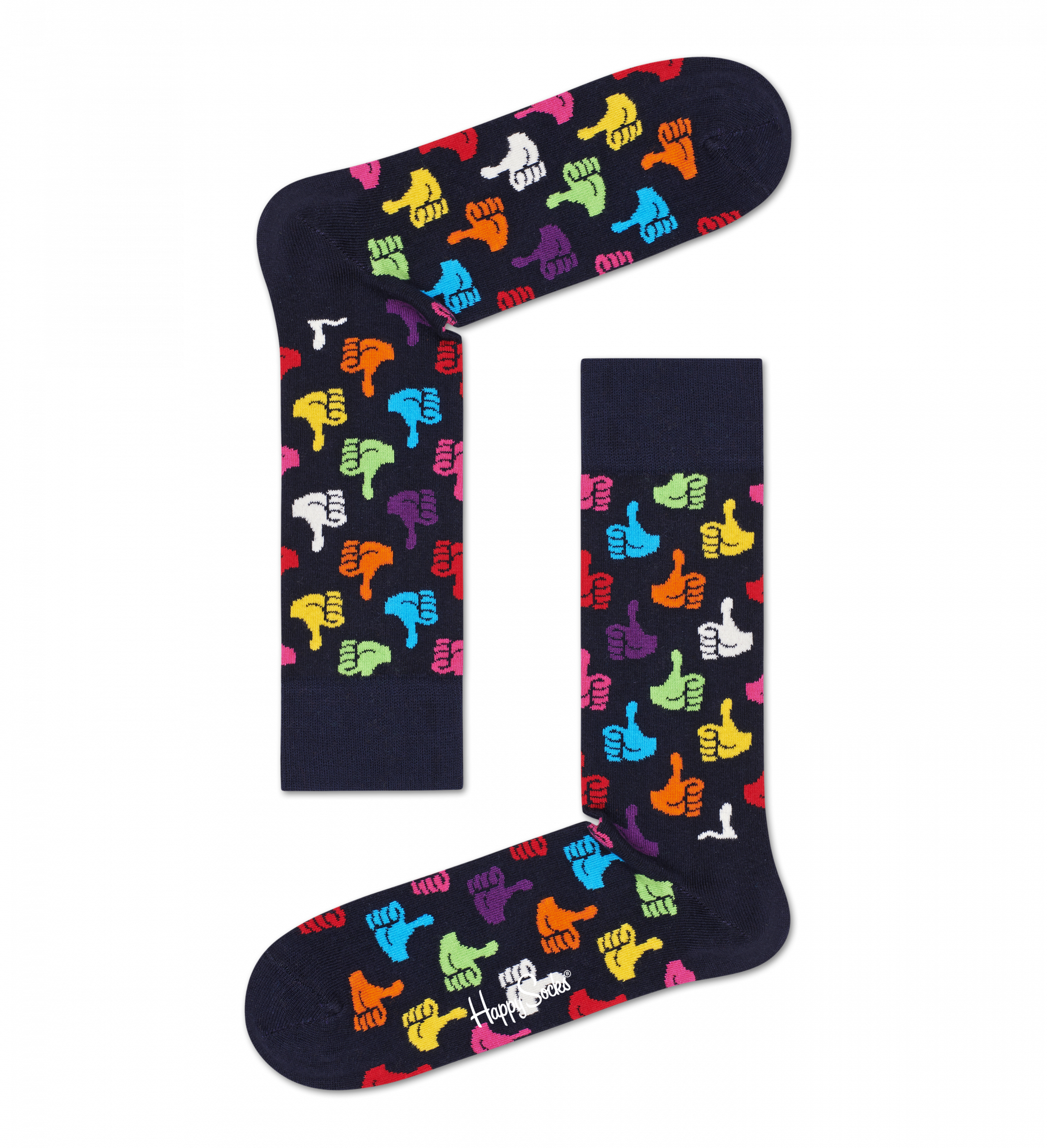 Čierne ponožky Happy Socks s palcami, vzor Thumbs Up
