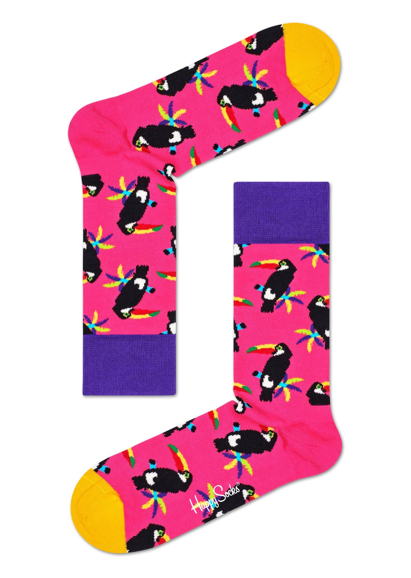 Ružové ponožky Happy Socks s tukanom, vzor Toucan