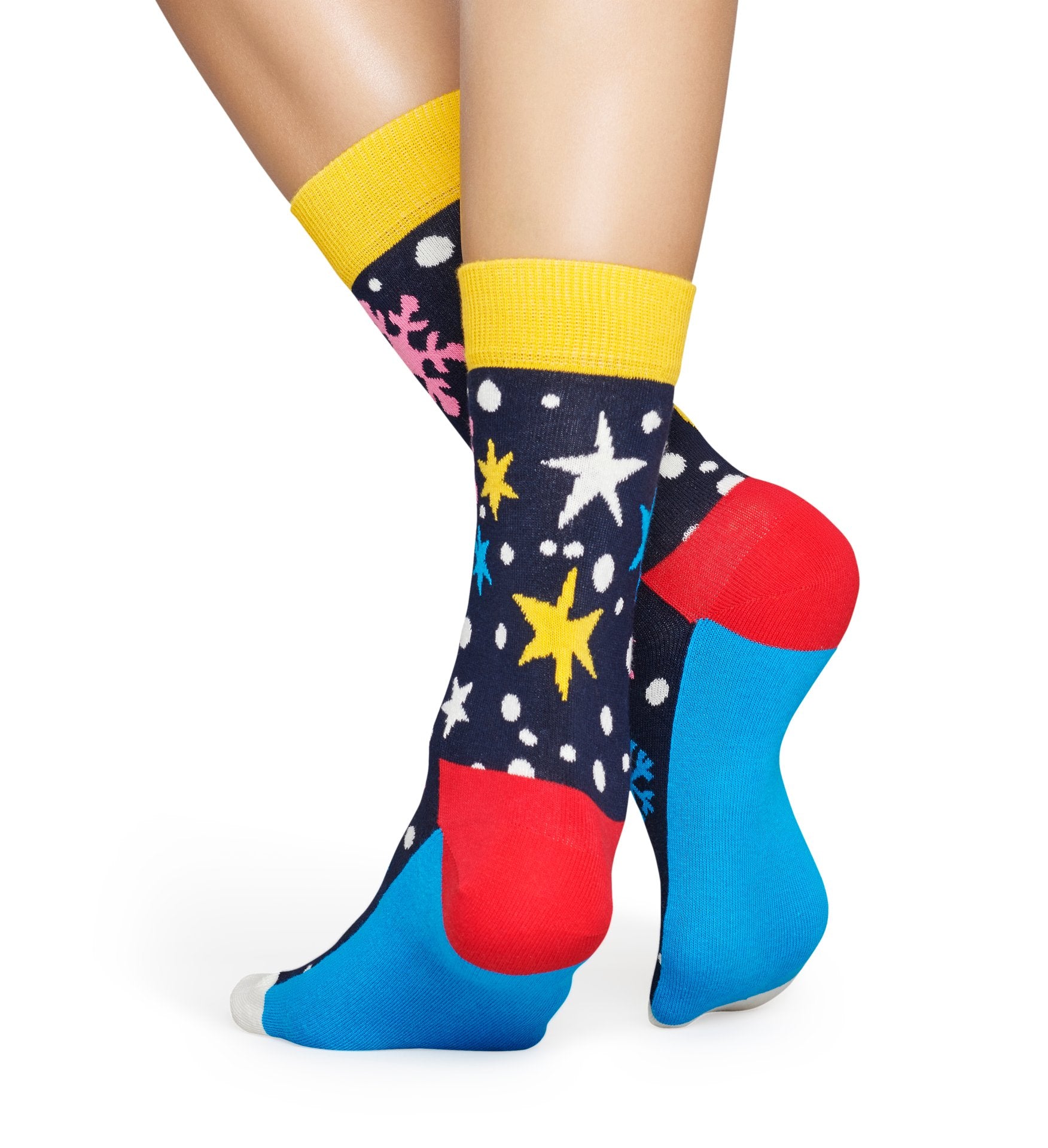 Modré ponožky Happy Socks so snehovými vločkami a hviezdami, vzor Twinkle Twinkle
