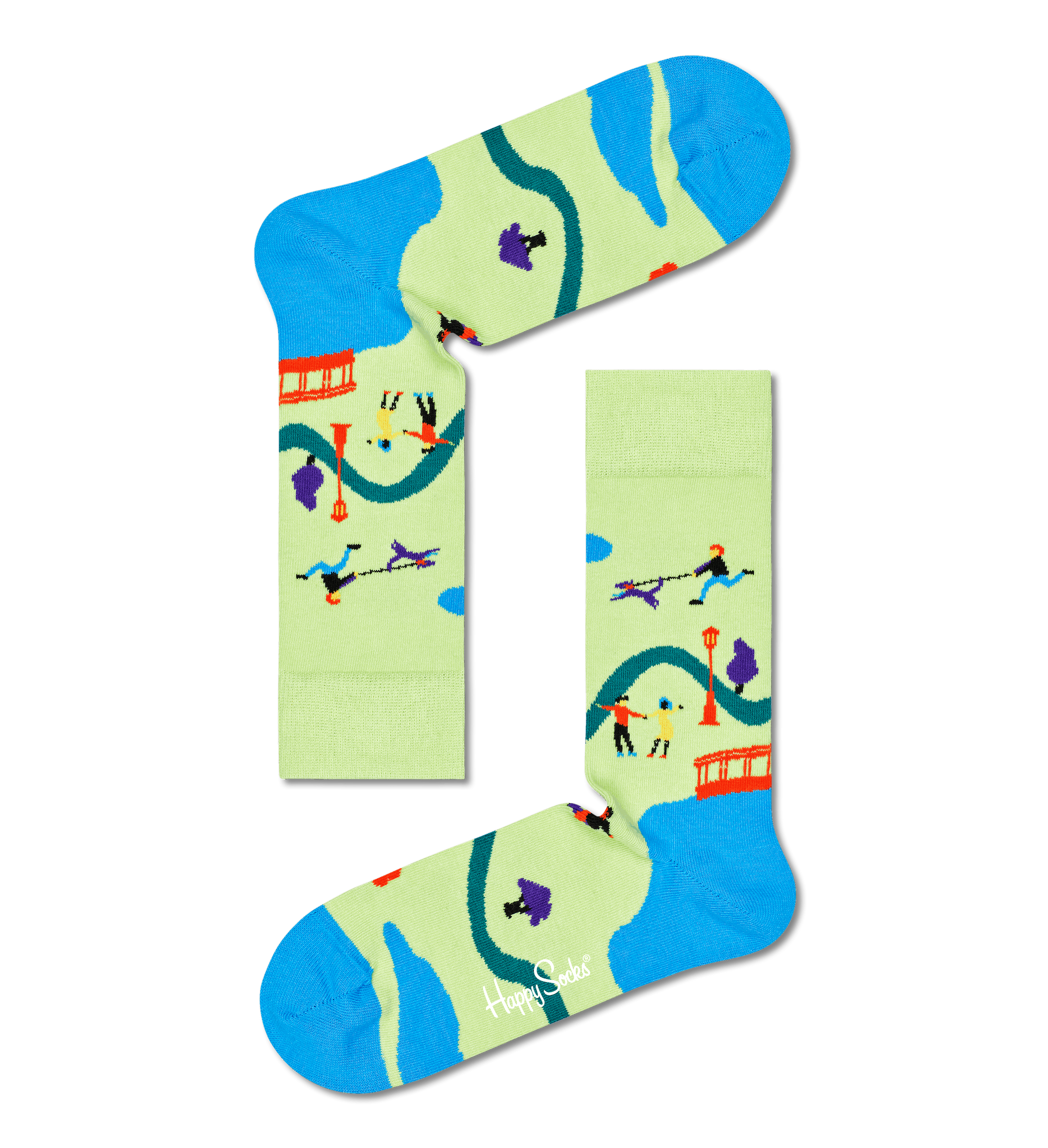 Zeleno-modré ponožky Happy Socks, vzor Walk In The Park