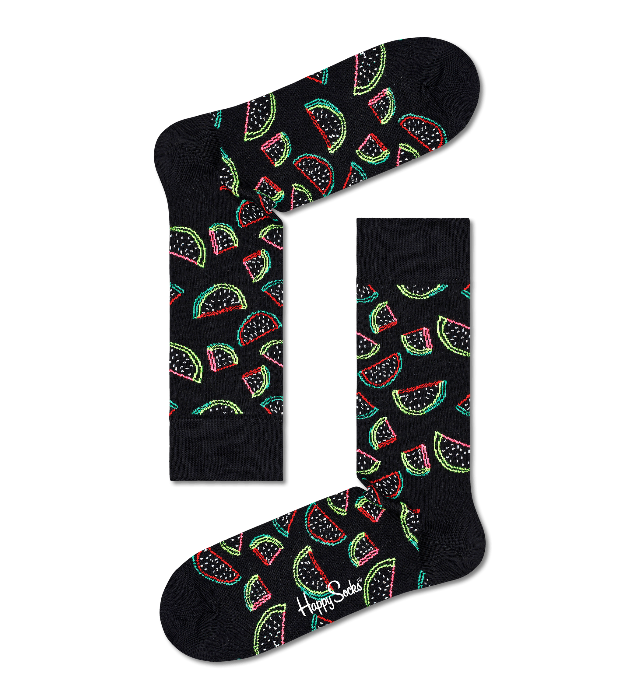 Čierne ponožky Happy Socks s melónmi, vzor Watermelon
