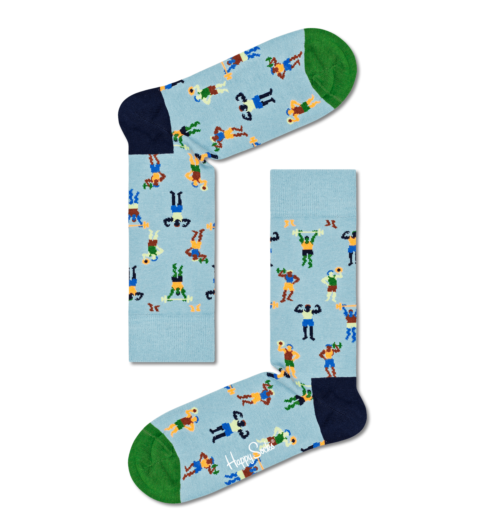 Modré ponožky Happy Socks so vzpieračmi, vzor Work It