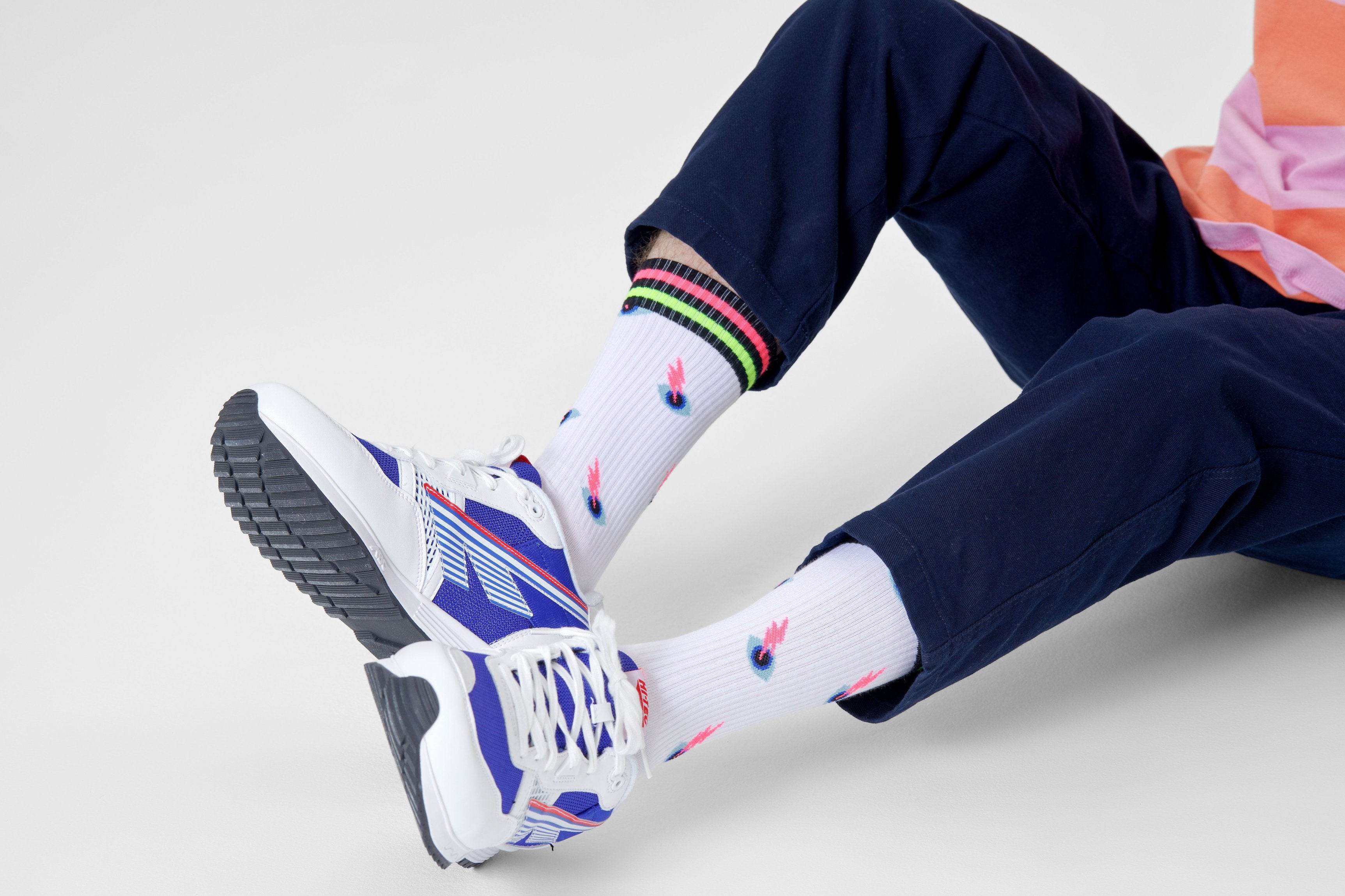 Biele ponožky Happy Socks, vzor I See You // KOLEKCIA ATHLETIC