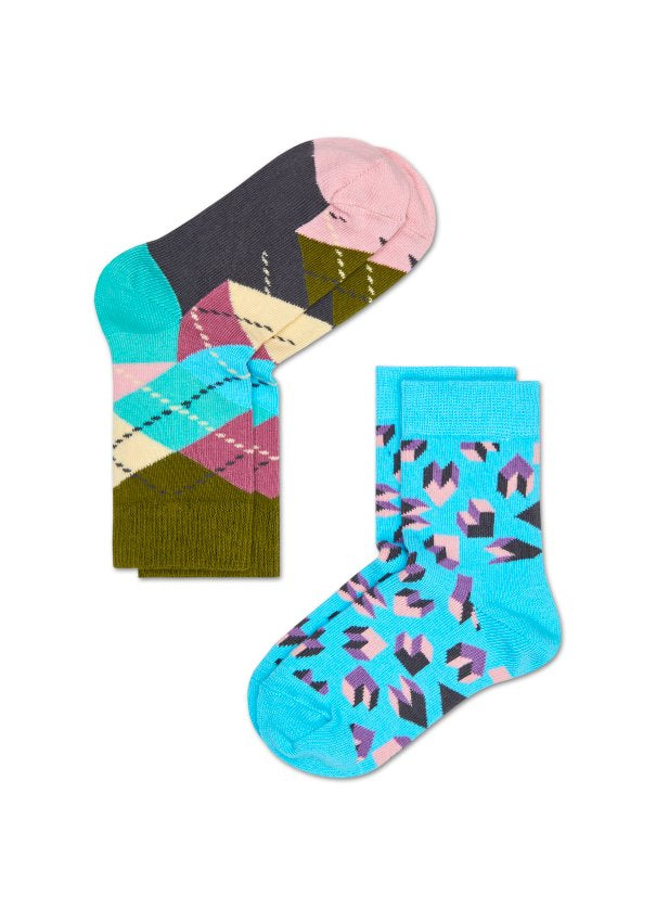 Detské farebné ponožky Happy Socks, dva páry – Steps a Argyle