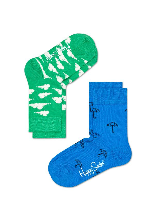 Detské farebné ponožky Happy Socks, dva páry – Umbrella a Clouds