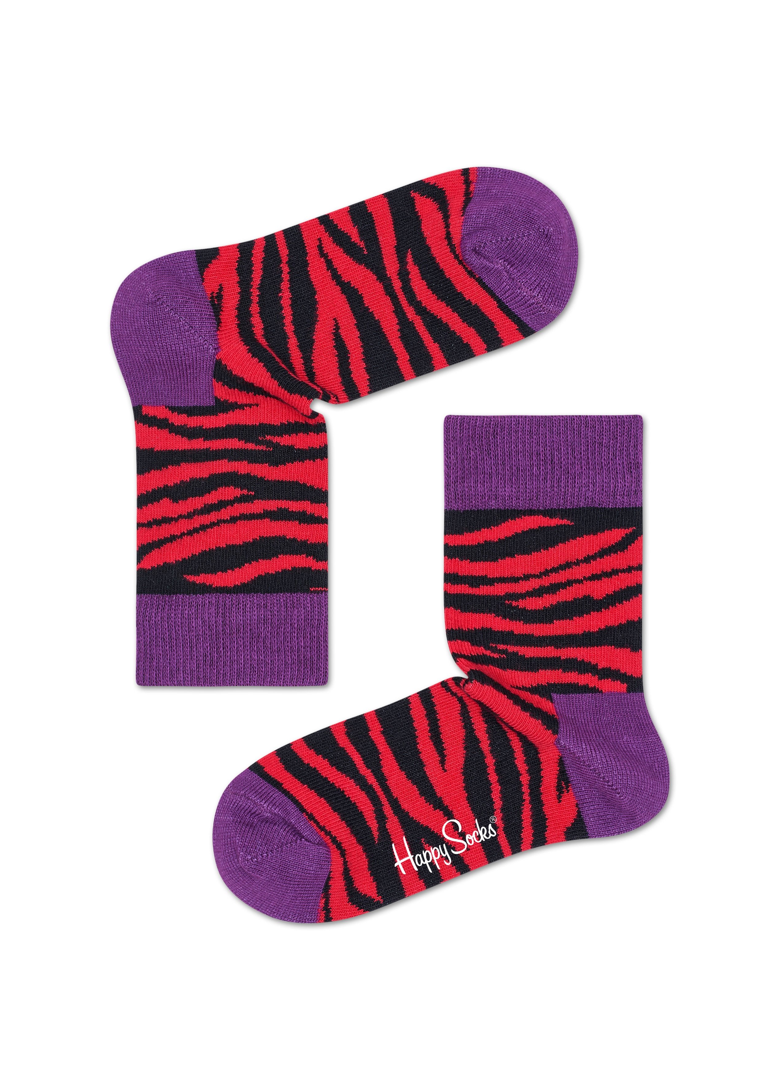 Detské červené ponožky Happy Socks so vzorom zebry, vzor Zebra