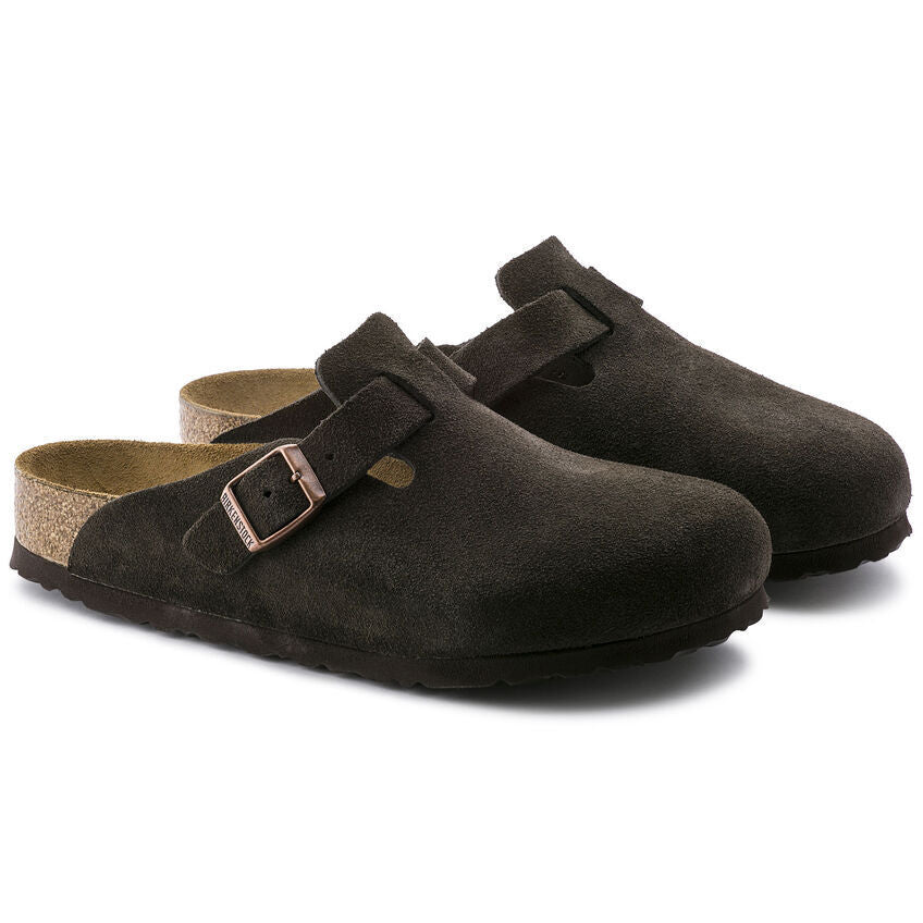 Hnedé Regular šľapky Birkenstock Boston SFB Suede Leather