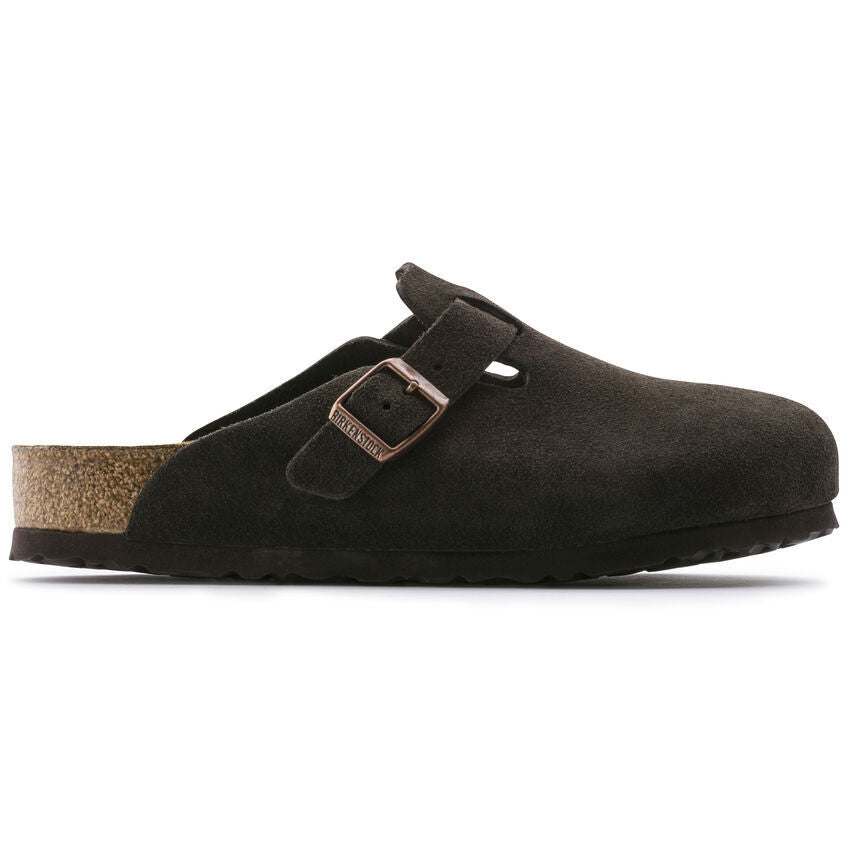 Hnedé Regular šľapky Birkenstock Boston SFB Suede Leather